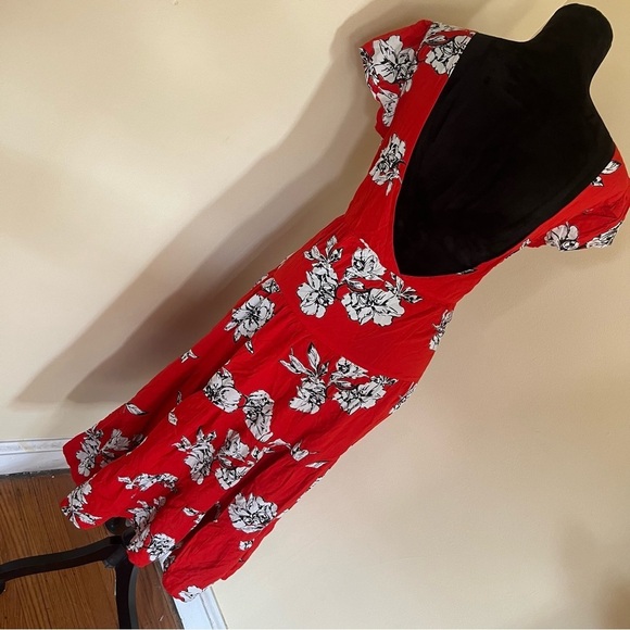 Free People Red Rita Tiered Midi Dress Small - Picture 4 of 11